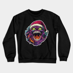 Terrifying Devil in Santa Hat - Merry Creepmas Witches Crewneck Sweatshirt